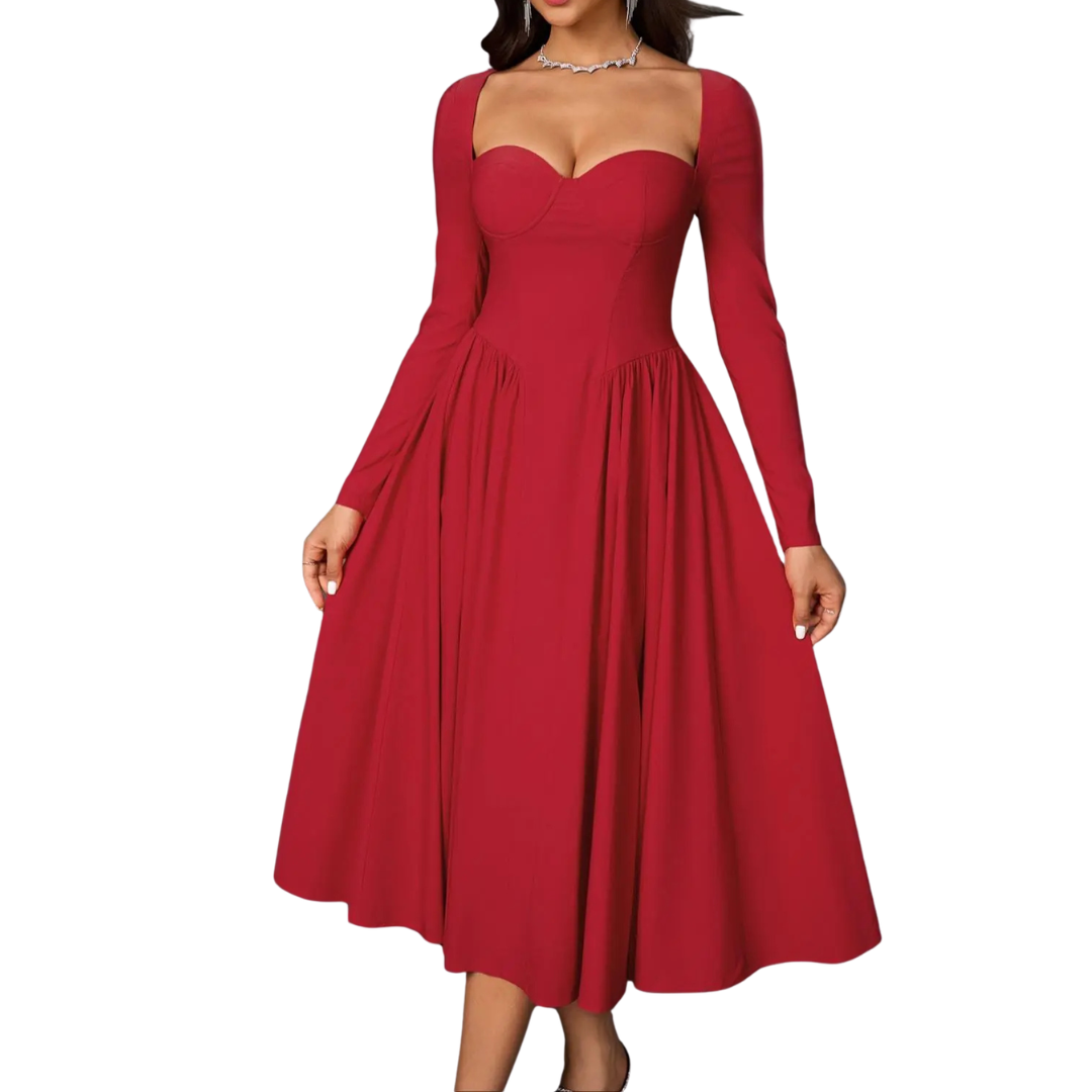 Nicolette™ | Sexy open-back pleated midi jurk