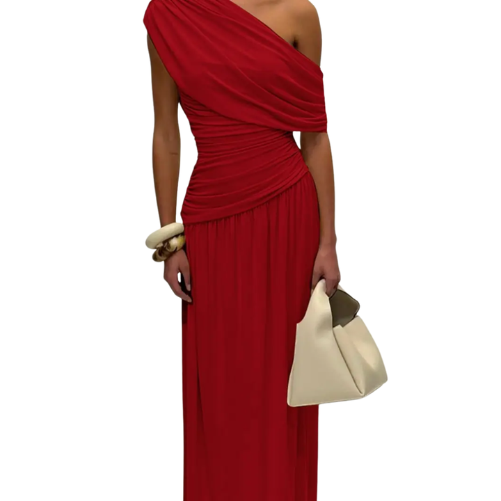Celina™ | Sexy asymmetric pleated midi jurk