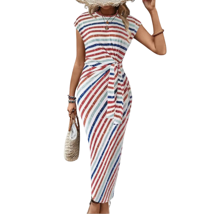 Scarlett™ | Gestreepte tie-waist bodycon jurk
