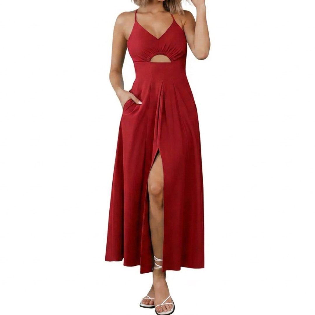 Solène™ | Zonder mouwen spaghetti strap maxi jurk