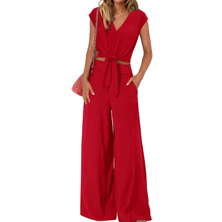 Lena™ | Breezy V-hals wide-leg set