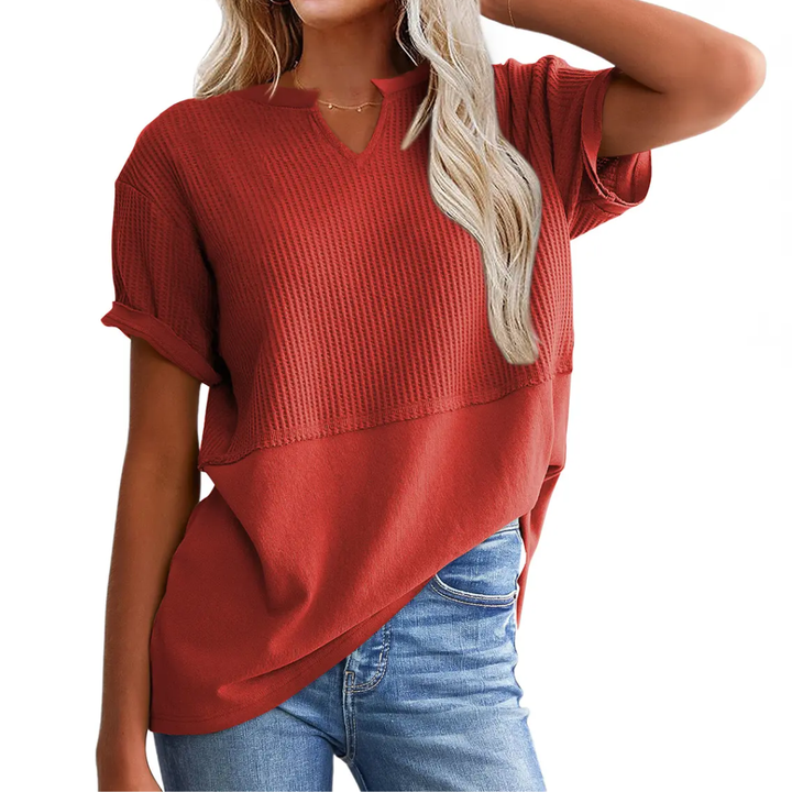 Gracie™ | Cozy waffle knit top met V-hals