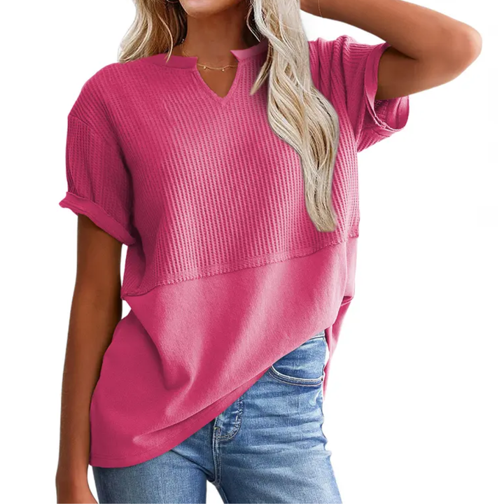 Gracie™ | Cozy waffle knit top met V-hals