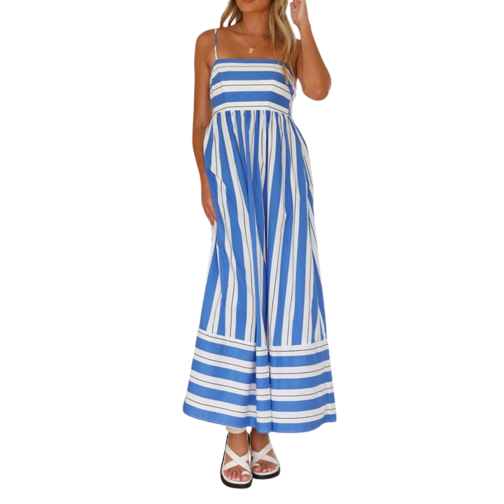 Lavelle™ | Gestreepte spaghetti strap swing maxi jurk
