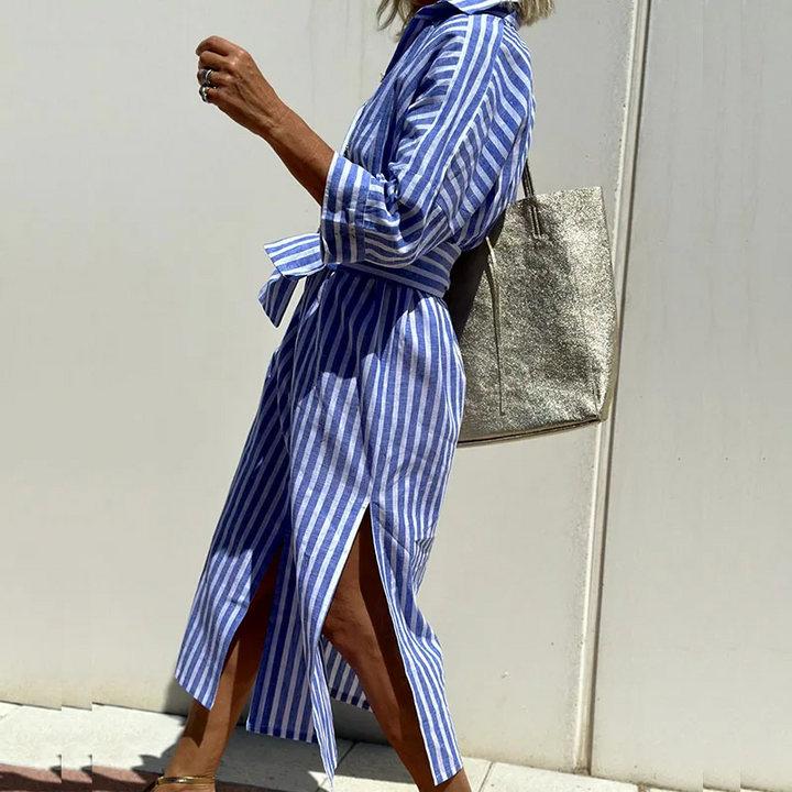 Trixie™ | Elegante gestreepte shirtjurk