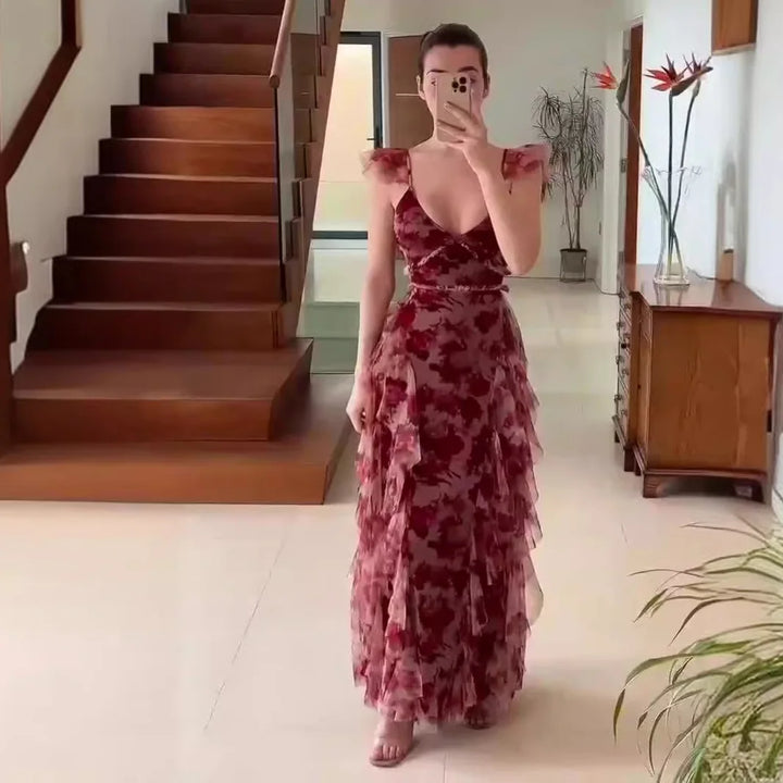 Mariela™ | Romantic bloemen ruffle maxi jurk