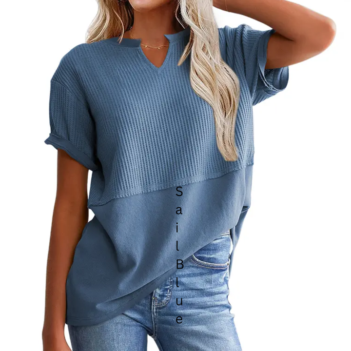 Gracie™ | Cozy waffle knit top met V-hals