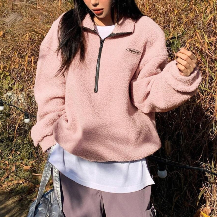 Avalanna™ | Comfy fuzzy half zip lange mouwen sweatshirt