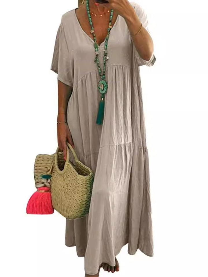 Linnea™ | Zachte ruffle maxi jurk met V-hals