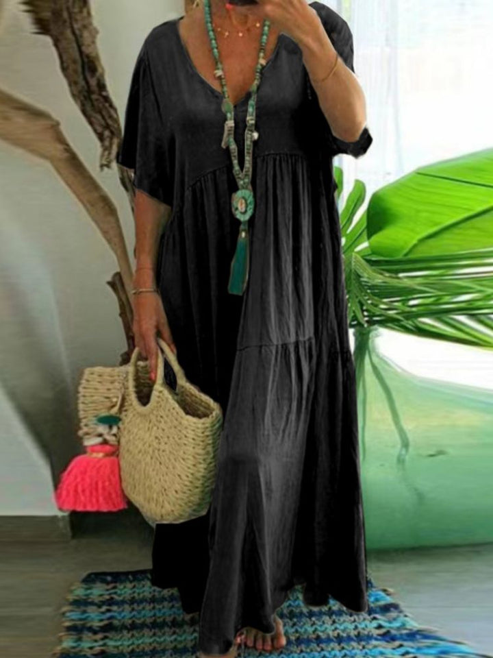 Linnea™ | Zachte ruffle maxi jurk met V-hals