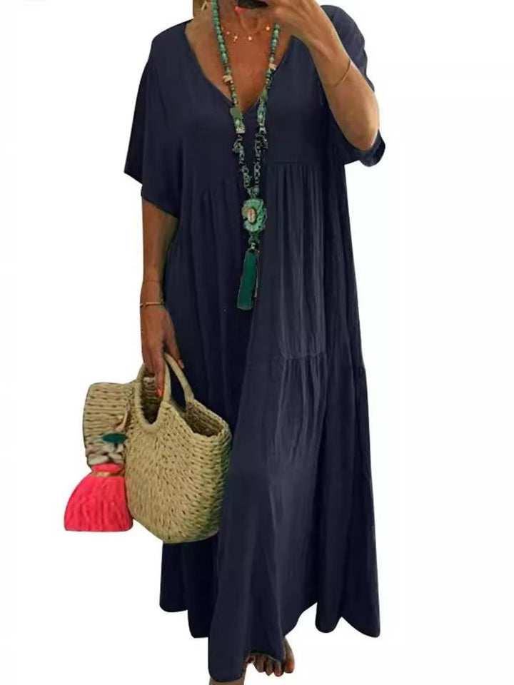 Linnea™ | Zachte ruffle maxi jurk met V-hals