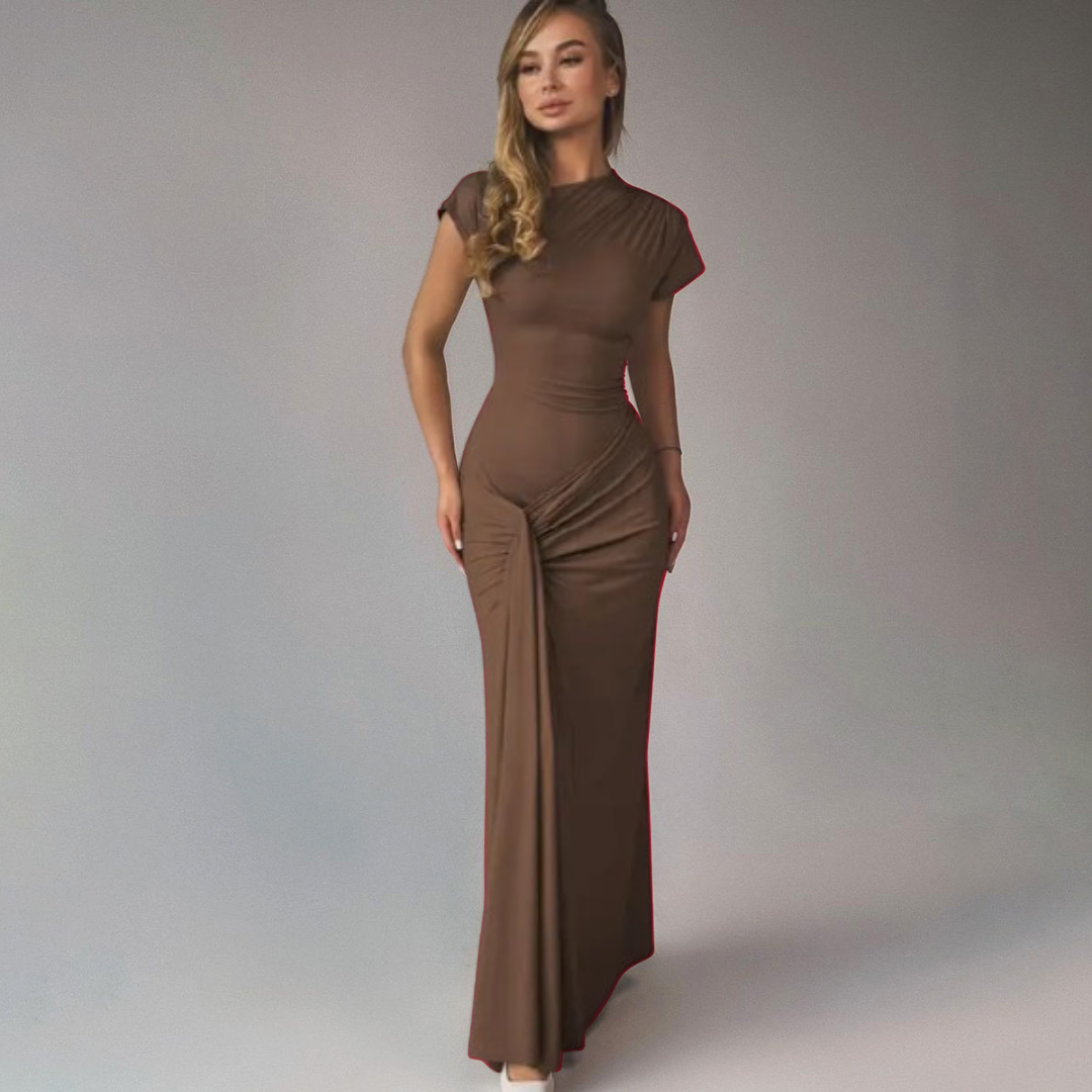 Lola™ | Elegante wrap ruched bodycon formal jurk