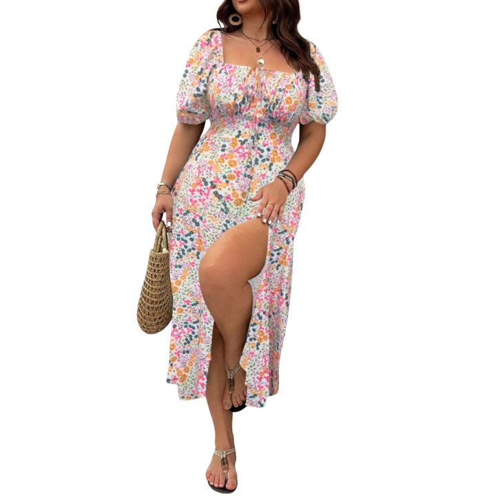 Sandra™ | Trendy plus size bloemen print jurk