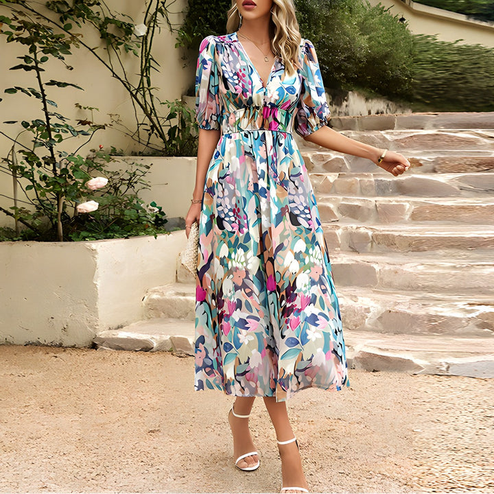 Annelie™ | Daydream bloemen midi jurk