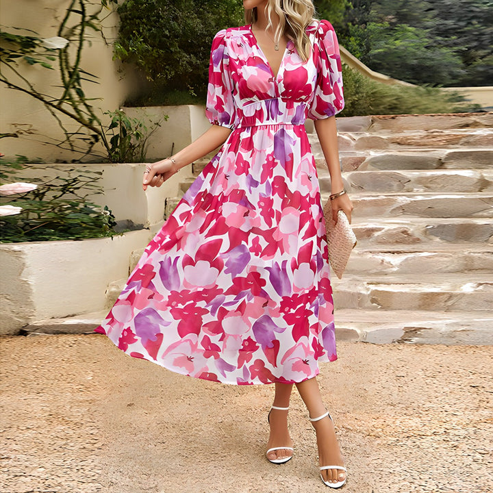 Annelie™ | Daydream bloemen midi jurk