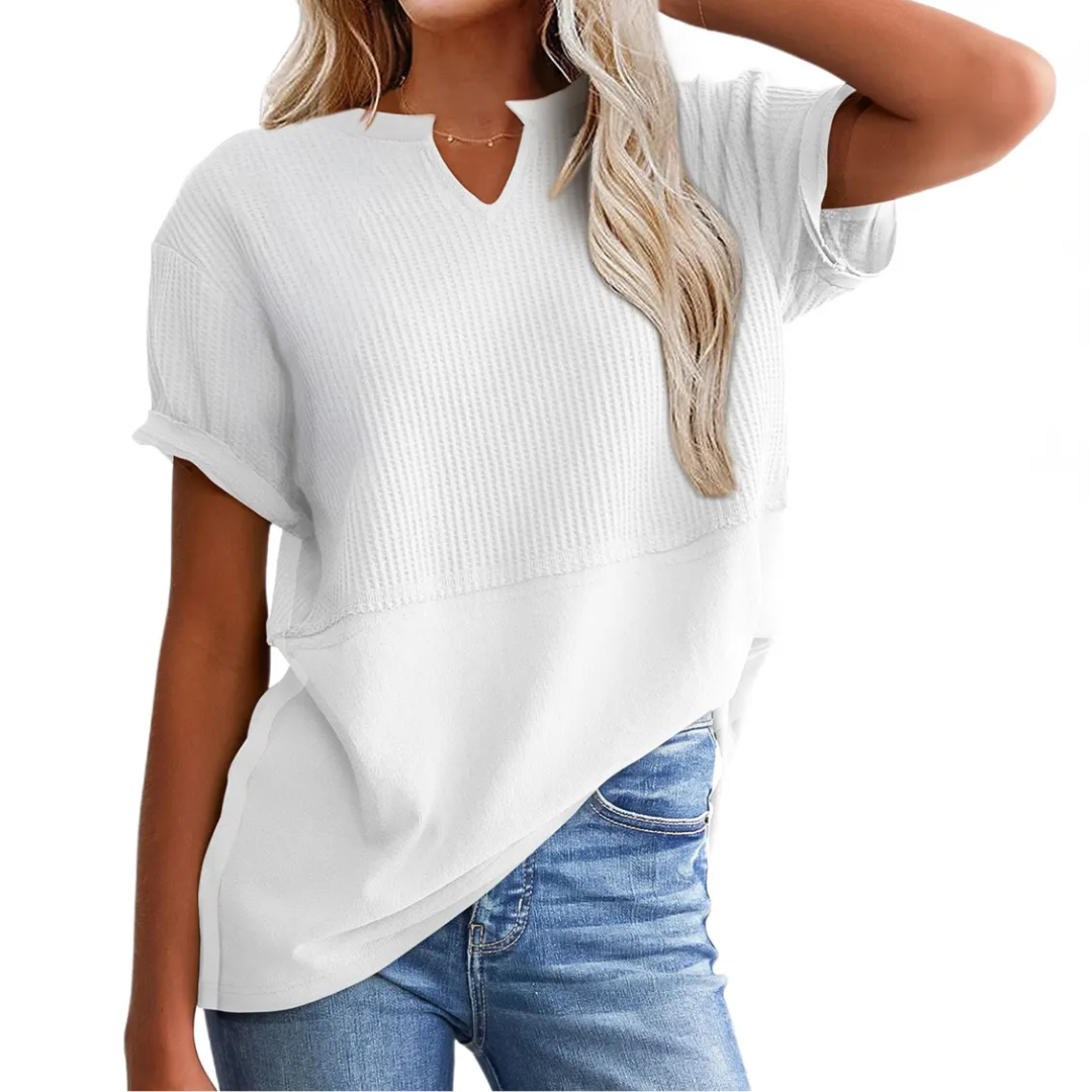 Gracie™ | Cozy waffle knit top met V-hals