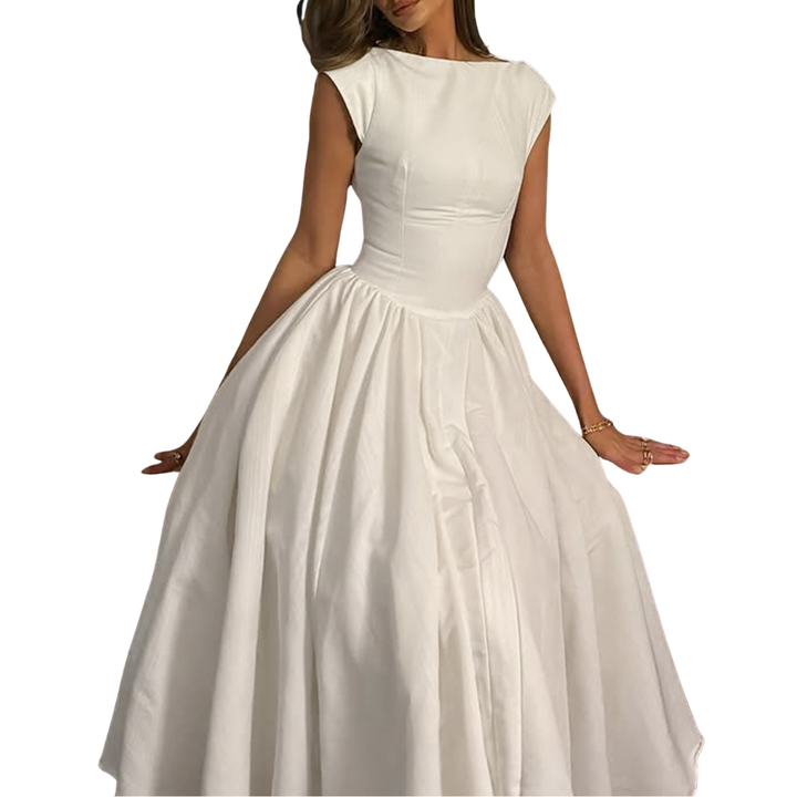 Clarissa™ | Chique bardot backless maxi jurk