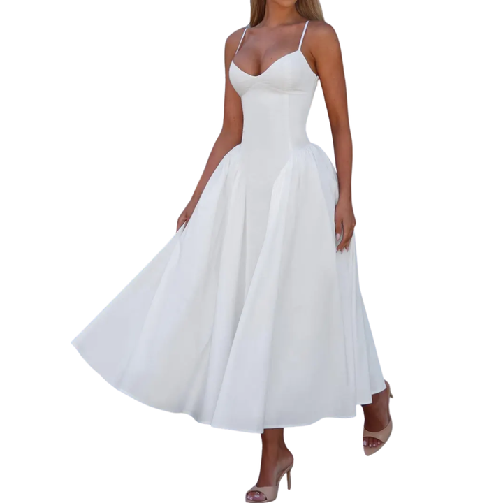 Genevre™ | Zonder mouwen waist-cinched maxi jurk