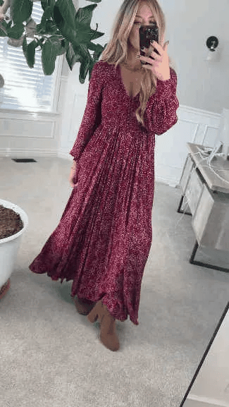 Carissia | Lange mouwen maxi jurk