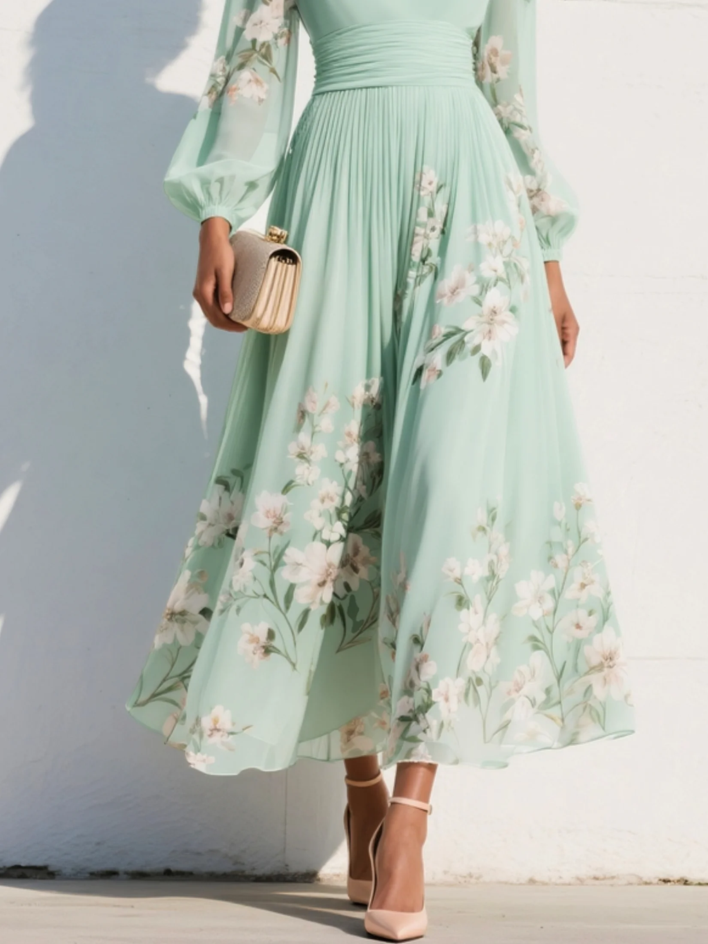 Prescela | Bloemen midi jurk