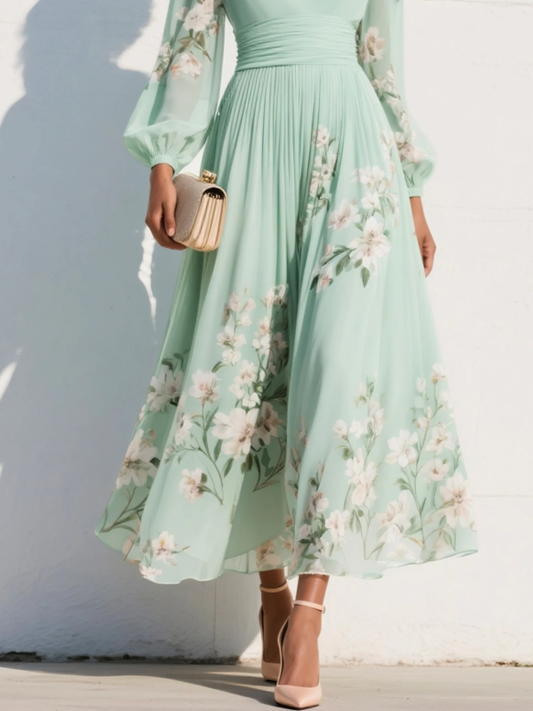 Prescela | Bloemen midi jurk