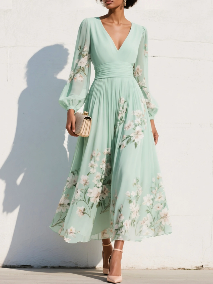 Yara | Bloemen midi jurk