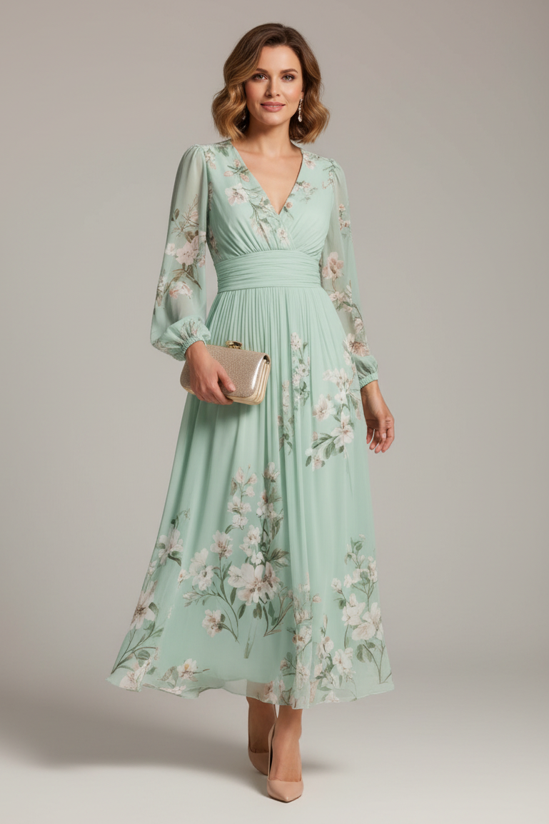 Prescela | Bloemen midi jurk