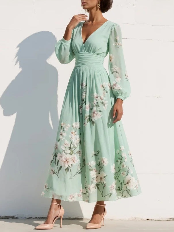 Yara | Bloemen midi jurk