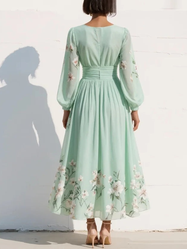 Yara | Bloemen midi jurk