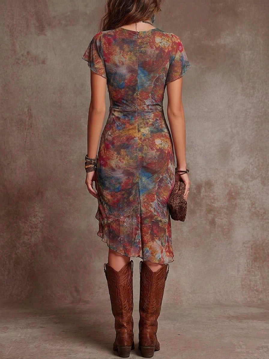 Calista | Met print draped jurk