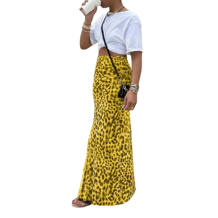 Thora™ | Wild leopard print fishtail midi rok