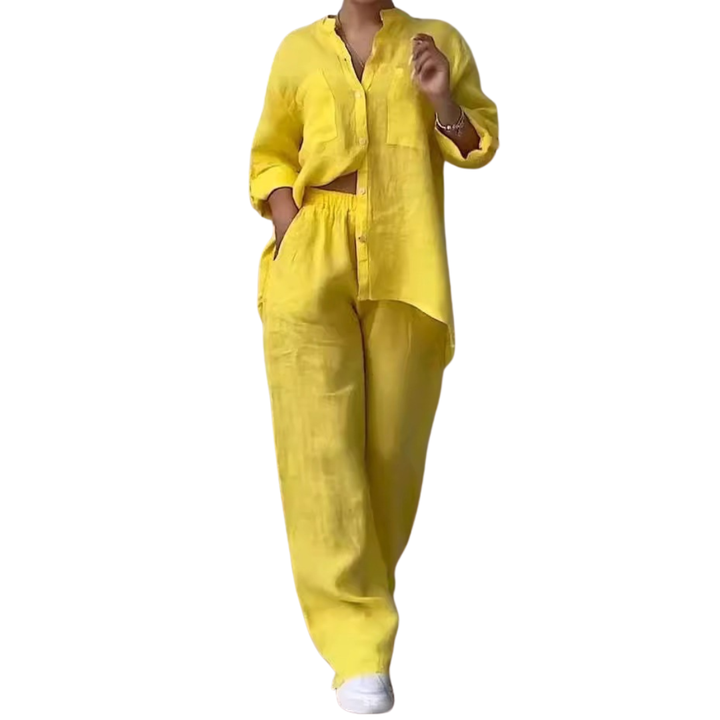 Halcyon™ | Relaxte linen shirt & wide-leg broek set