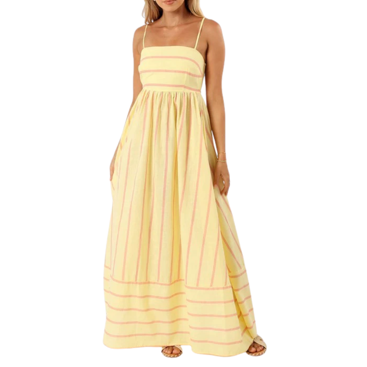 Lavelle™ | Gestreepte spaghetti strap swing maxi jurk