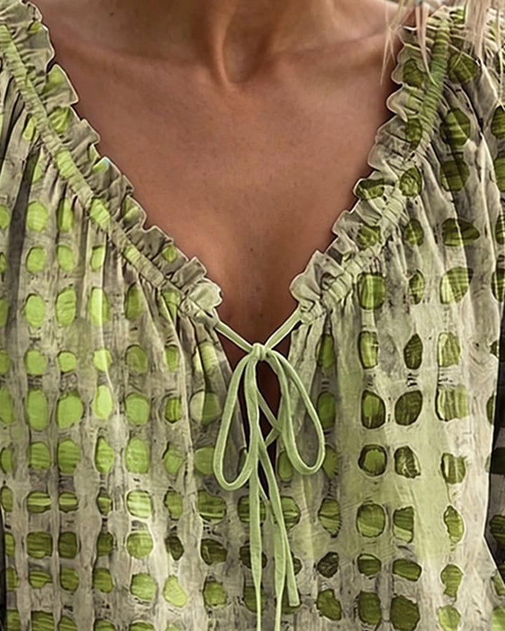 Blouse À Pois Avec Lacets