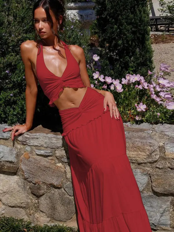 Ariya™ | Chique plunge neck summer two-piece outfit
