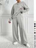 Beth™ | Casual effen kleur sweatshirt & broek set for outdoor comfort