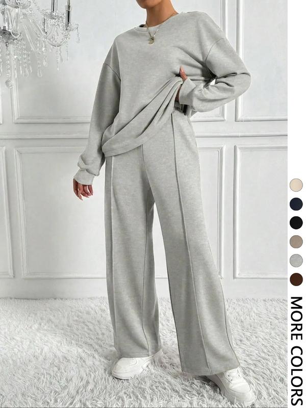 Beth™ | Casual effen kleur sweatshirt & broek set for outdoor comfort