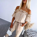 Ferili | Chique off shoulder frill tie-waist jumpsuit