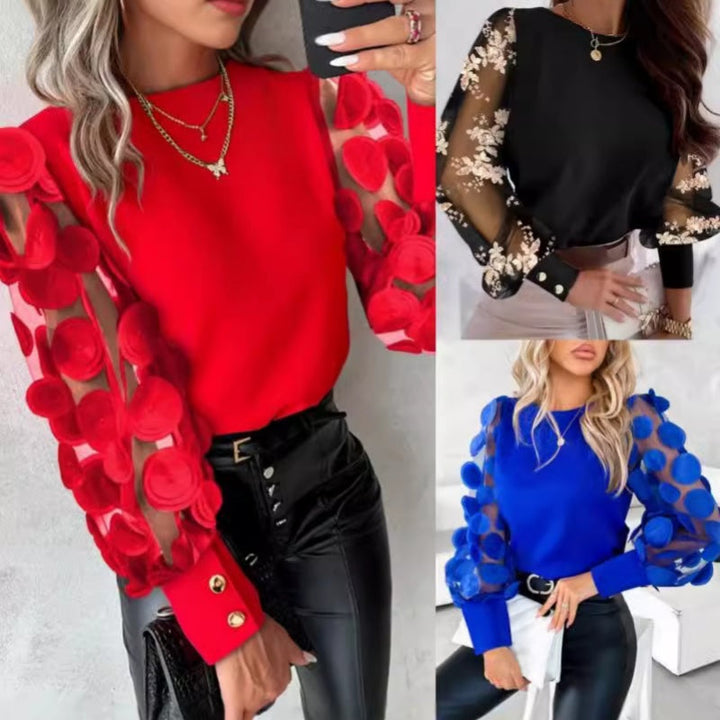 Elise™ | Glamorous mesh sleeve top