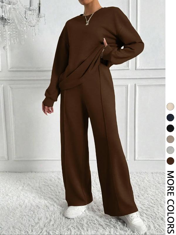 Beth™ | Casual effen kleur sweatshirt & broek set for outdoor comfort