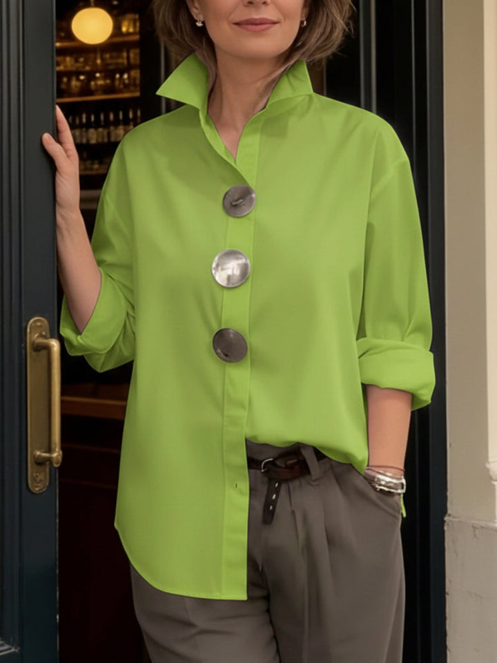 Ava | Stand collar button blouse