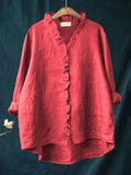 Lily | Cotton linen ruffled blouse