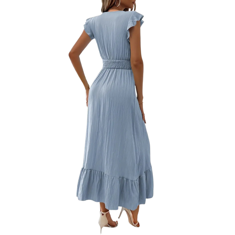 Catalina™ | Elegante shirred v neck maxi jurk