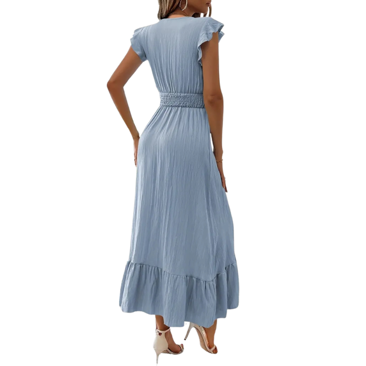 Catalina™ | Elegante shirred v neck maxi jurk