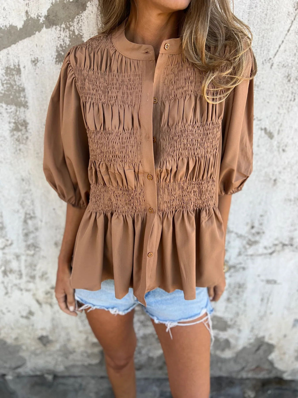 Eliza™ | Pleated button-up blouse