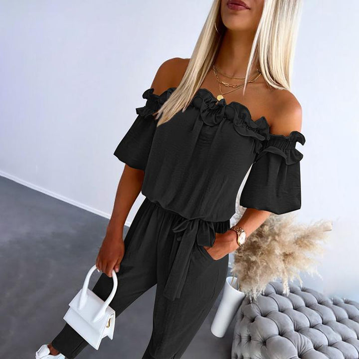 Ferili | Chique off shoulder frill tie-waist jumpsuit
