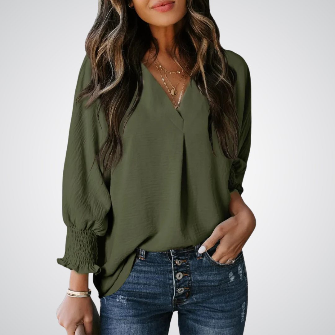 Leila™ | Klassieke V-hals tunic blouse