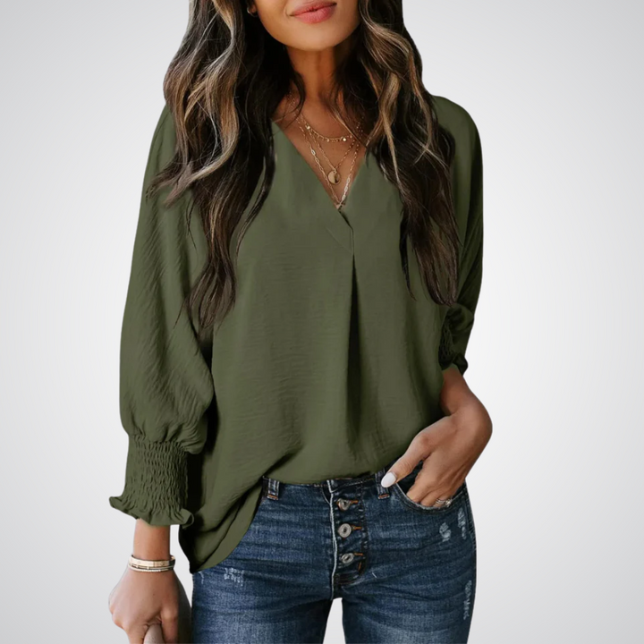 Leila™ | Klassieke V-hals tunic blouse