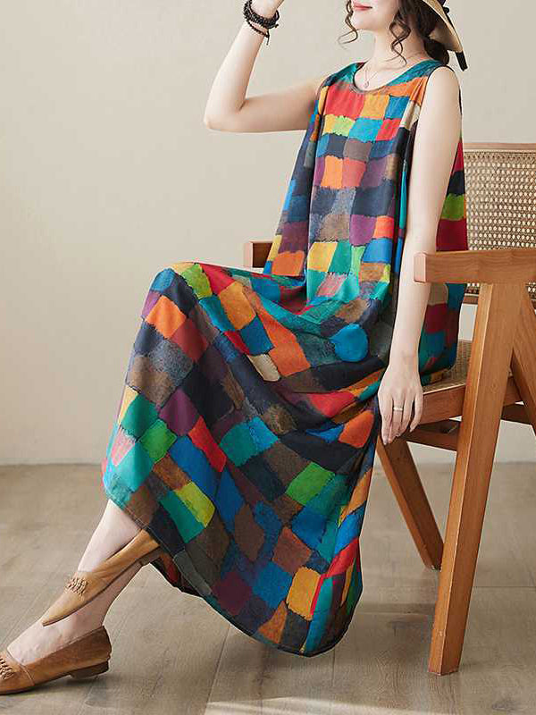 Belle | Jurk with colourful squares