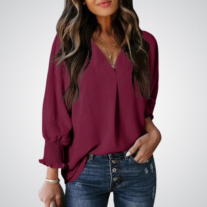 Leila™ | Klassieke V-hals tunic blouse